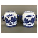 Vtg Reproduction Blue Transfer Wall Pockets