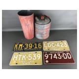 Vintage Gas Can & License Plates & More