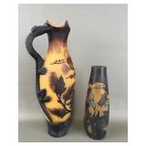 Art Nouveau Cameo Glass Vases- Emile Galle Style