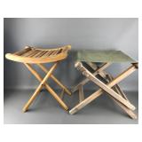 Vintage Folding Camp Chair & Child's Stool