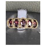 Genuine Garnet - Gemstone Tested Gold-tone Ring