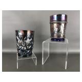 Vtg Dugan Carnival Glass Tumblers Storks & Iris *