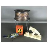 Copper Punch Warmer Stand, Cast Iron Bird Door