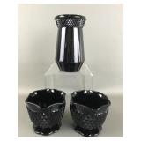 Black Art Deco Indiana Diamond Point Glass