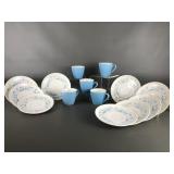 Vtg Royal China Blue Heaven Atomic Cup & Saucers