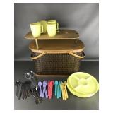 Vintage Picnic Basket & Accessories
