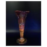 Amberina Glowing Mosser Diamond Cut Vase