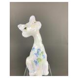 Signed Vtg Fenton Opal Alley Cat Figurine, W Box