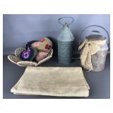 Rustic Metal Milk Jug, Woven Centerpiece, Pier One