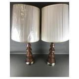 Vtg Wooden Mcm Table Lamps