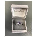 Genuine Amethyst & Sterling Silver Sz7 Ring