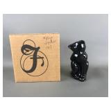 Fenton Amethyst Grooming Cat Art Glass Figurine