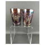 Fenton Butterflies & Fern Carnival Glass Tumblers