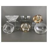 Vintage Carnival Glass Leaf Trays, Vintage Glass