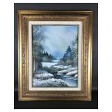 Mid Century Gilt Framed Winter Landscape Painting
