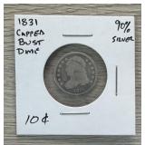 1831 Capped Bust Dime 10 Cent 90% Silver