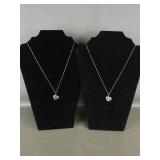 Avon Sterling Silver Locket Necklaces with diamond