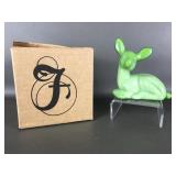 Fenton Glass Chameleon Green Fawn Figurine In Box