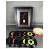 Miniature Electric Guitar Shadowbox, Vtg Records &