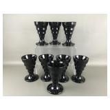 1930's Black Glass Ice Cream Cone Holder Cups