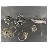 Vtg Estate Silver Tone Brooch Pins