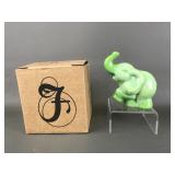 Fenton Glass Chameleon Green Elephant Figurine