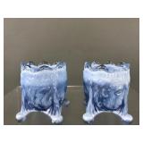 vintage Old Sleepy Eye blue slag glass toothpick
