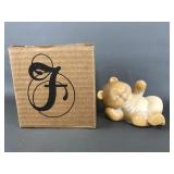 Fenton Glass Chocolate Lounging Bear Figurine