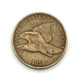 1858 Flying One Cent Coin 1c