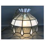 Vtg Tiffany Style Slag Glass Chandelier Light