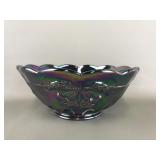 Vtg Amethyst Carnival Glass Cherry Bowl