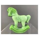 Fenton Glass Chameleon Green Hobby Horse Figurine