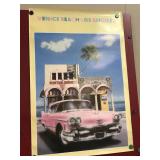 Vtg Pink Cadillac Venice Beach Poster