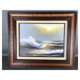 Framed Coastal Seascape Oil Painting Signed