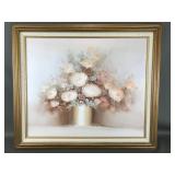 Framed Flower Bouquet Oil Painting Signed R.