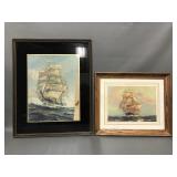 Vintage Framed Nautical Art Print 'wind Driven'