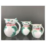 Vintage 50s Lipper Mann 3pc Cat Creamer Set