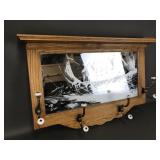 Vtg Winter Sunrise Deer Etched Mirror Coat Rack
