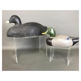 Vtg Signed Dave Frier Carved Wood Duck Decoy &