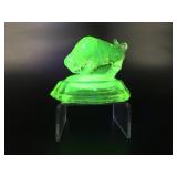 Vtg Uranium Glowing Buffalo Paperweight