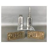 Antique Pocket Oilers & Brass Push/pull Plates