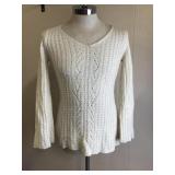 Calvin Klein Cream V Neck Knit Sweater Size Small