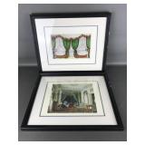 Vtg Framed Lithographs Louis Xv Style Bedroom