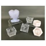 Boyds Art Glass Heart Toothpick Holder & Salt Cell