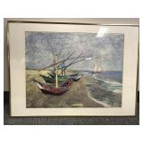 Van Gogh Fishing Boats On The Beach Framed Print