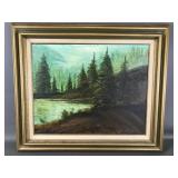 Mcm Signed Framed Rolling Hills Landscape Painting