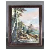 J Morales? Framed Oil Painting Mountain Landscape