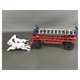 Vintage Fireman Cast Iron Horse Drawn Engine