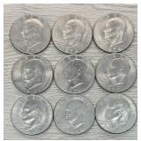 Lot of (9) Eisenhower 'Ike' Dollars