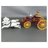 Vtg Cast Iron Horse Pulled Pumper Car